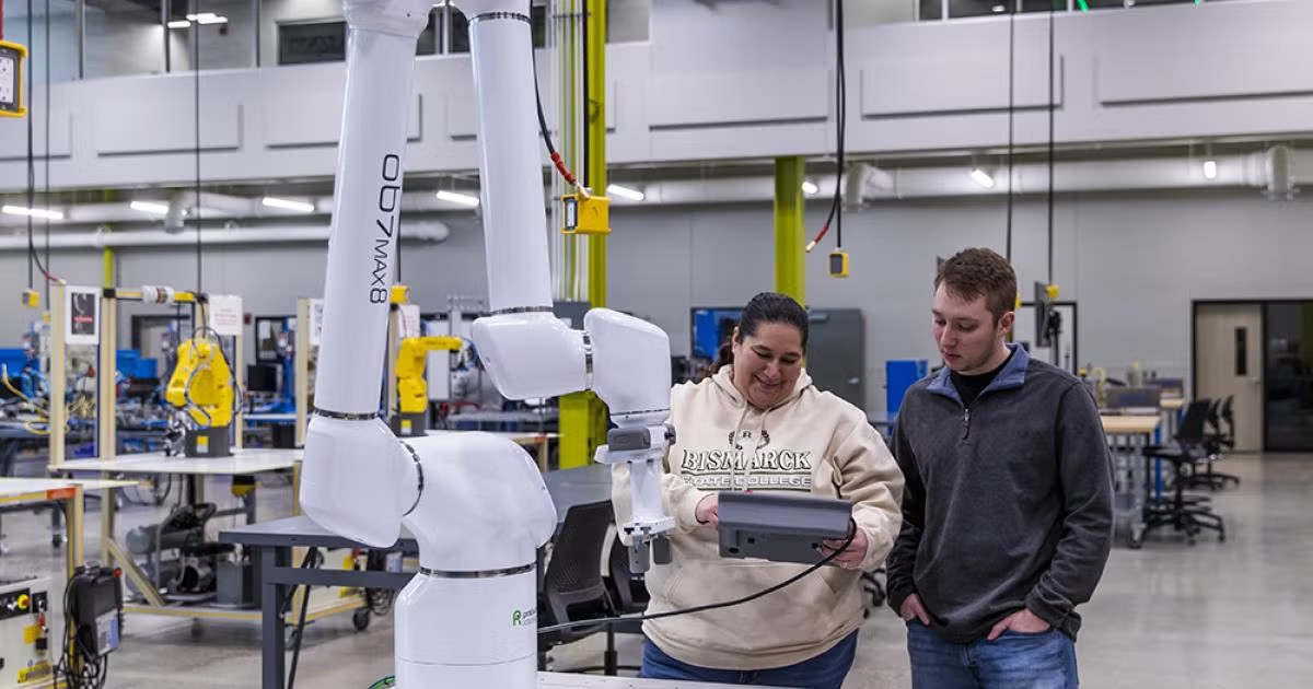 Students working on robot